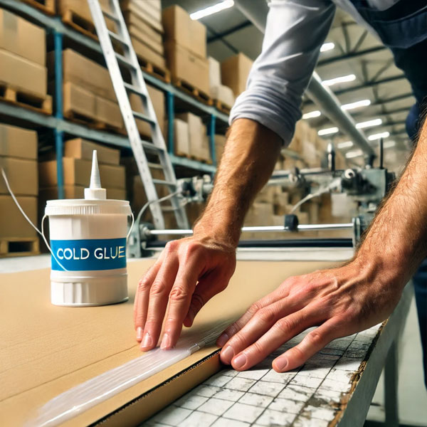 تصویر بسته‌بندی کارتن با چسب گرم