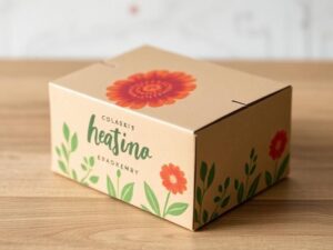 نمای نزدیک از یک کارتن با طراحی چاپ افست